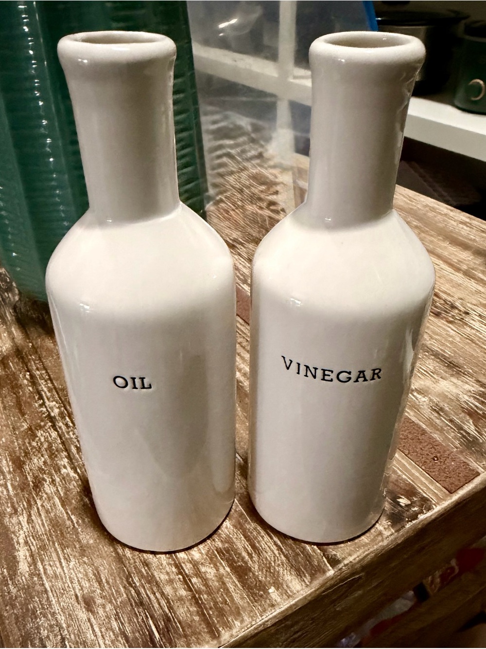Ceramic Oil & Vinegar Bottle Set - White